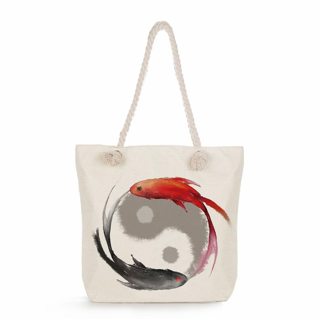 Geometric patterns print thick rope single-shoulder beach bag 7282 CLE