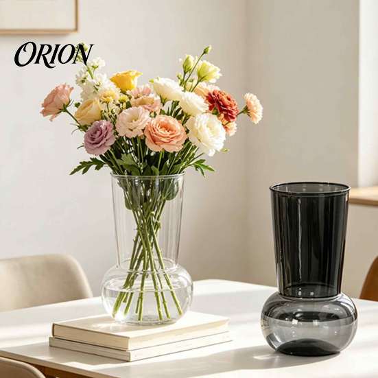 Durable Transparent Vase for Long Stem Flowers Hydroponic Flower Vase, Modern Style Imitation Glass Wide Body Elegant Arrangement Vessel Weddings