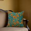 Orange Floral Square Jacquard Pillow Cover for Sofa Office Waist Cushion Cover Home Decorative Pillowcase