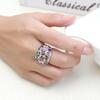 SODROV Rainbow Jewelry Colorful Crystal Zircon Rings for Women Wedding Engagement Flower Ring