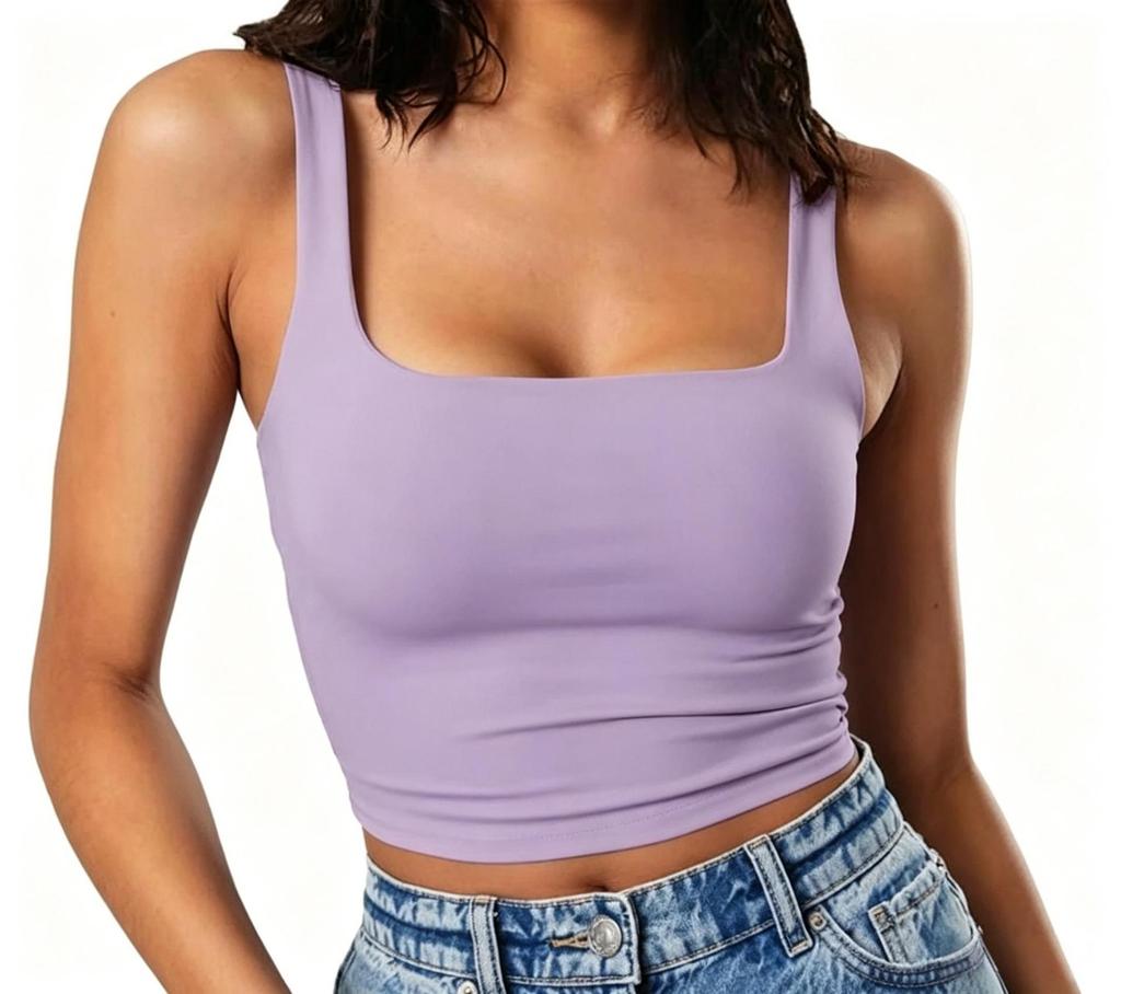 Top Corto da Donna Senza Maniche con Spalline Sottili e Scollo Quadrato Slim Fit 2023