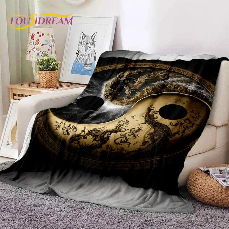 Natur Yin Yang Chinesische Tai Chi Bagua Weiche Flanelldecke für Betten Schlafzimmer Sofa Picknick, Überwurfdecke zum Zudecken Outdoor Nickerchen Geschenk