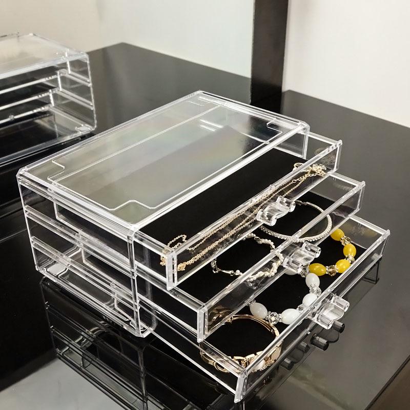Clear Acrylic Jewelry and Skincare Organizer - Dustproof, Extra Large Storage with Drawers