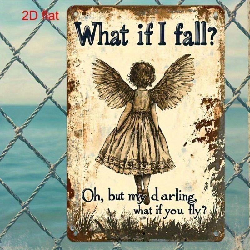 Vintage Angel Quote Metal Poster Wall Art for Living Room