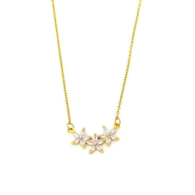 Flower Pendant Necklace Sparkly Cubic Zirconia Hypoallergenic For Daily Wear Dating Parties Gifts For Women