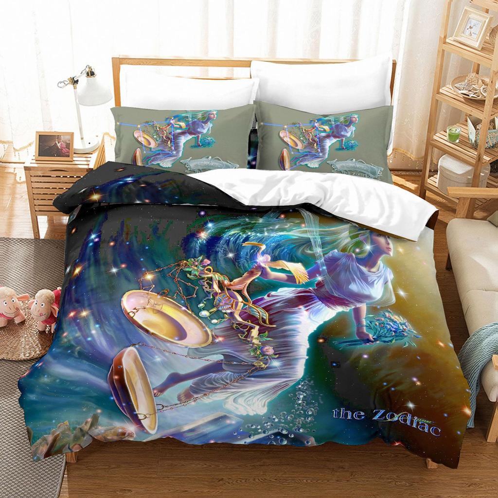 Cartoon Digital Printing Twelve Constellations Duvet Set Bedding Two Or Three-Piece Set