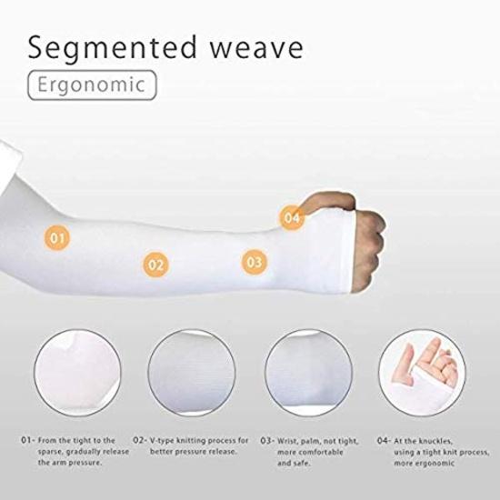KD Arm Sleeve Cooling or Warmer Sleeves UV Protection for Men Women Kids Sunblock Thumb Hole Fishing Running Golf Cycling Tattoo Cover Arm (White)