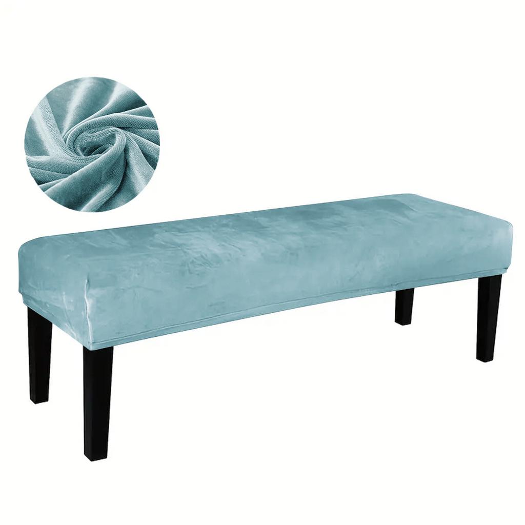 Silver Fox Fleece Bench Cover Elastic All-Inclusive Stool Cover Dust-proof, Bench Chair Cover Piano Seat Cover