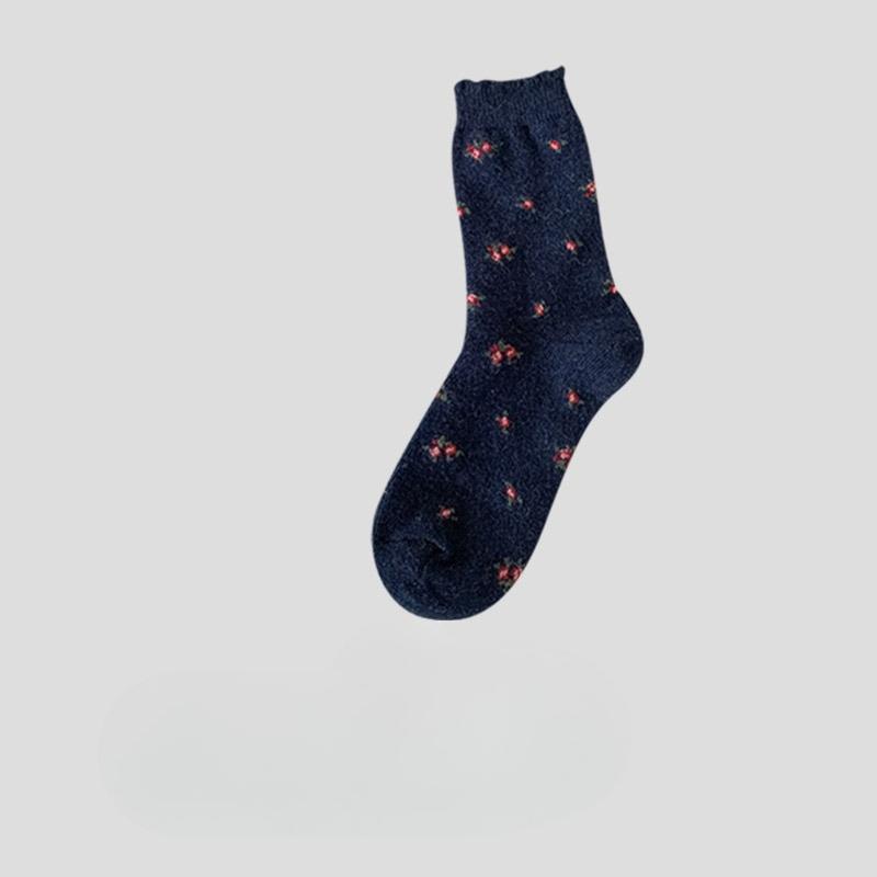 Fall/Winter Printed Wool Mid-Calf Women's Socks - Versatile Women's Warm Layered Socks