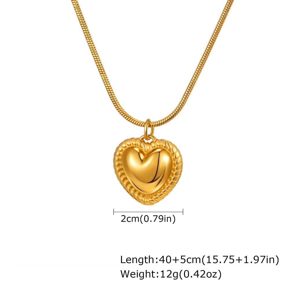 Jewelry Stainless Steel Round Snake Chain Heart 18K Gold Necklace Earrings Women'S Fashion Accessories 2106