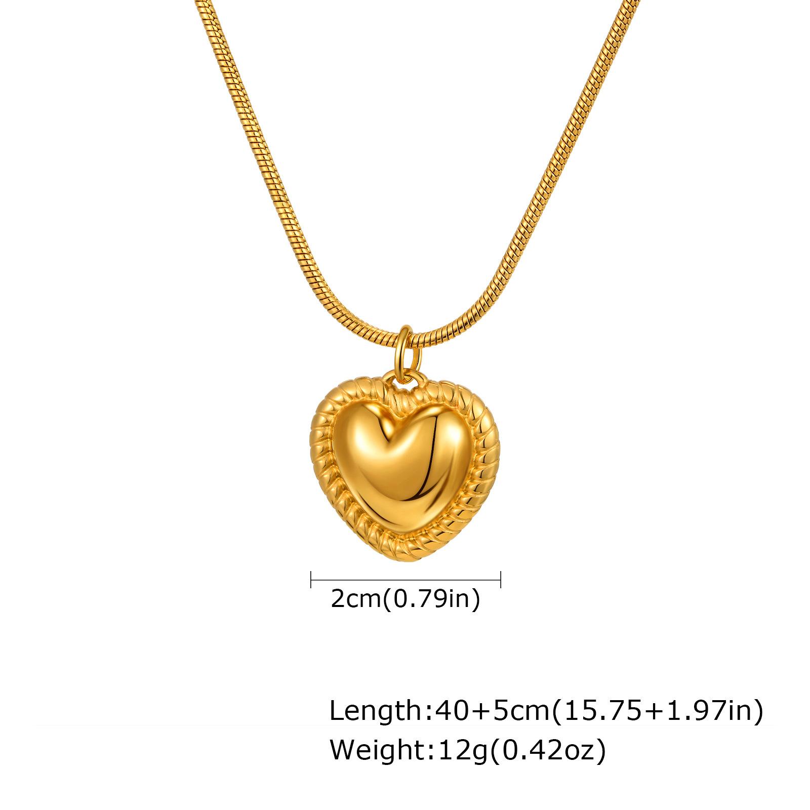 

Jewelry Stainless Steel Round Snake Chain Heart 18K Gold Necklace Earrings Women S Fashion Accessories 2106