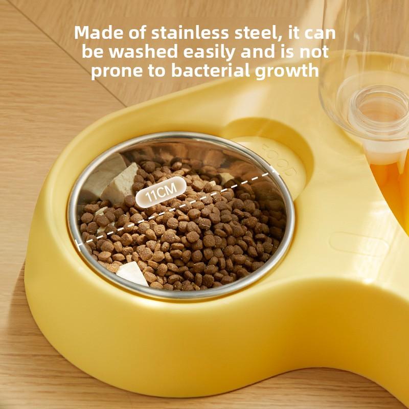 New Plastic Cat Feeder Water & Food All-in-One Dual-Function Pet Bowl Cross-Border