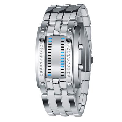 Mens Binary Watch Casual Sports Blue Backlight Fashion Quartz Movement LED Digital Wristwatch for