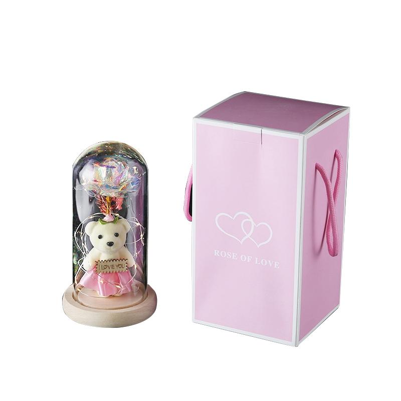 Flower Gift Unique Gifts For Women Infinity Rose In Glass Dome With LED Light String On The Crystal Rose