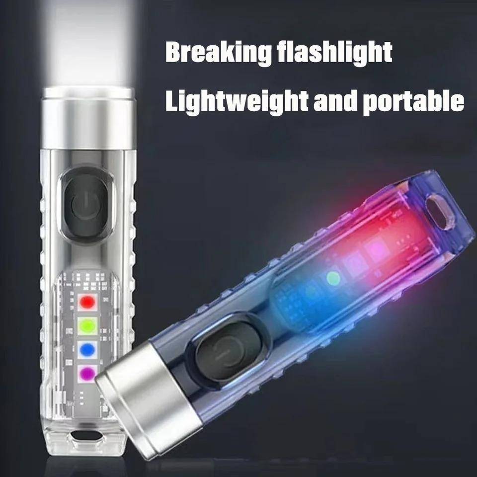 Rechargeable Mini Flashlight 10 Mode Portable Keychain Light Magnetic Torch USB Rechargeable Uv Lamp Emergency Camping Lantern