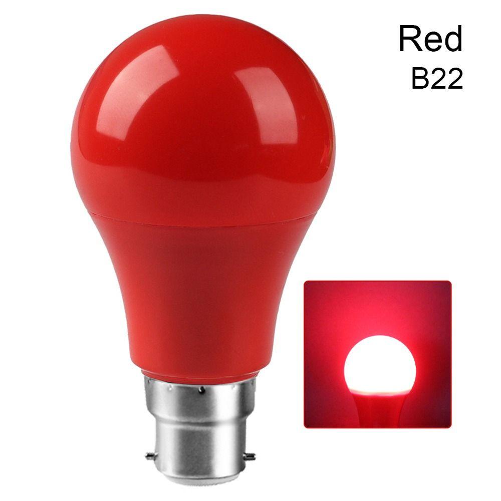 

AC220V 110V Lamparas ліхтарик лампа A60 E27 B22 цоколь барвиста світлодіодна лампа Red-B22