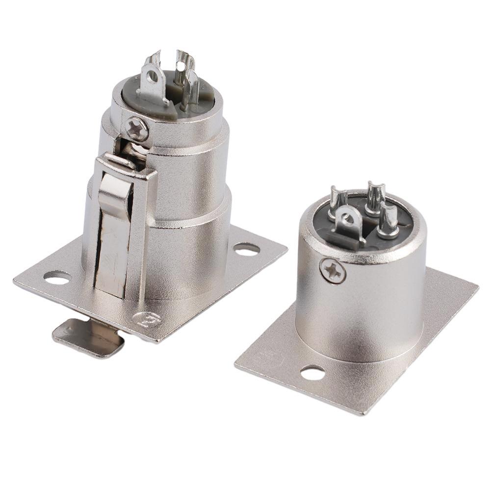 2pc XLR 3-Pin Male Female Alloy Socket Panel Mount Chassis Microphone Audio Conn