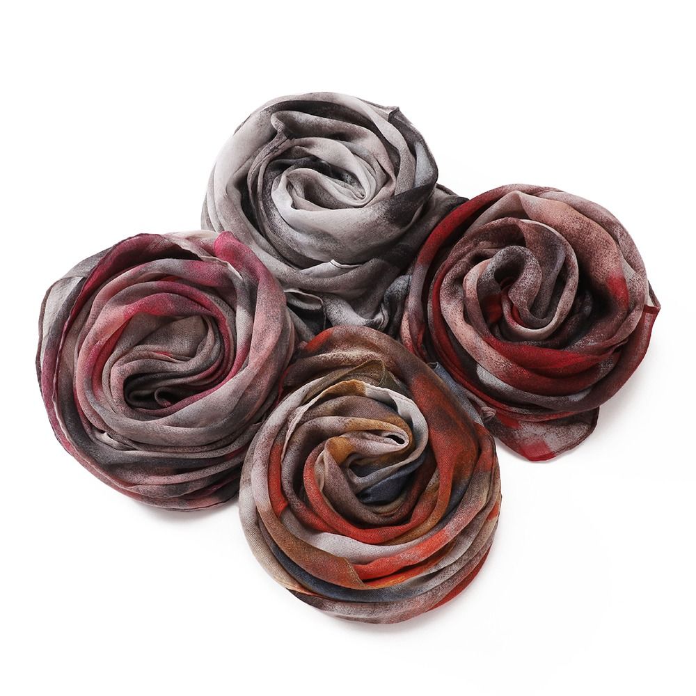 Casual Instant Hijab Cotton Voile Tie-Dye Shawl Headscarf Fashion Wide Edge Hijab  For Women