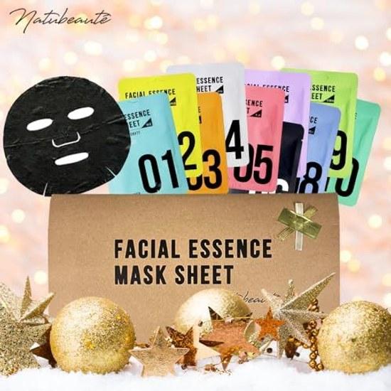 Sheet mask 10 pieces gift set cosmetics skincare women face pack present Mothers Day Christmas birthday appreciation celebration White (Happy