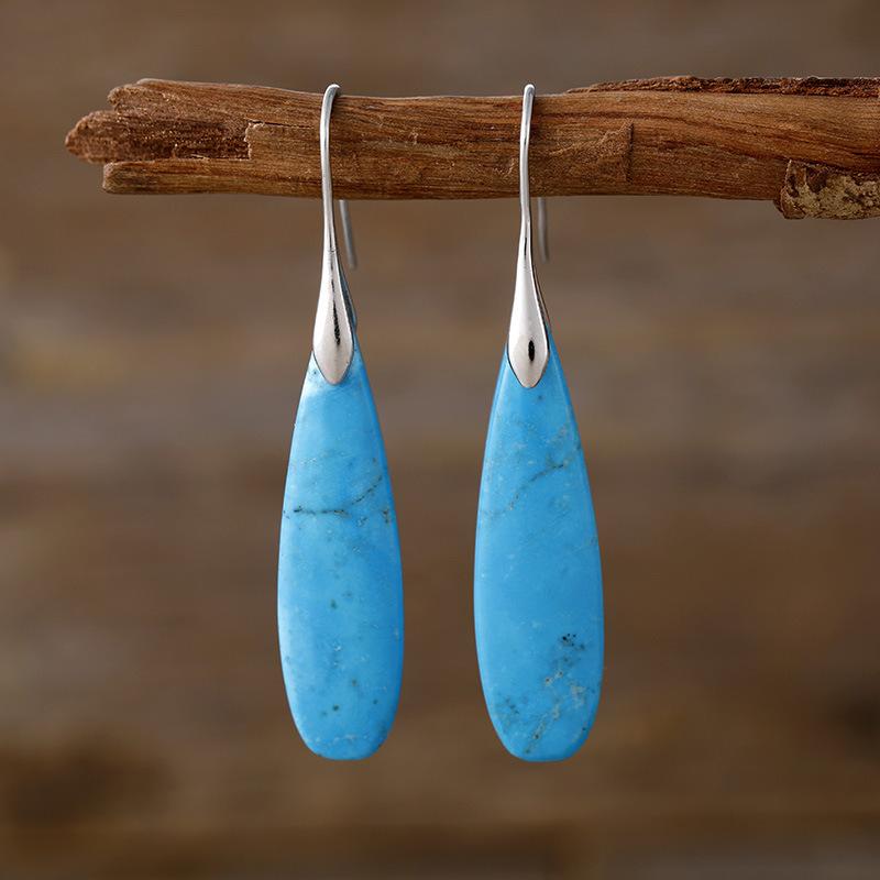 High Quality Light Luxury Long Water Drop Natural Stone Exaggerated Earrings Earrings Popular Niche Jewelry