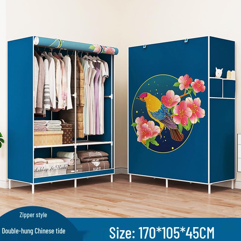 Modern Simple Fabric Wardrobe with Reinforced Steel Frame - Thickened and Foldable Design for Easy Assembly.