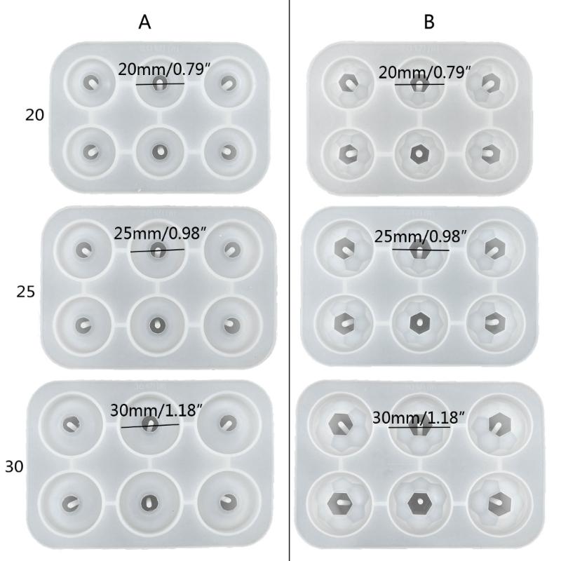 Silicone Mold Set Bracelet Bead Pendant Resin Mold with Hole DIY Necklace Bracelet Jewelry Making 20/25/30mm Bead Mold