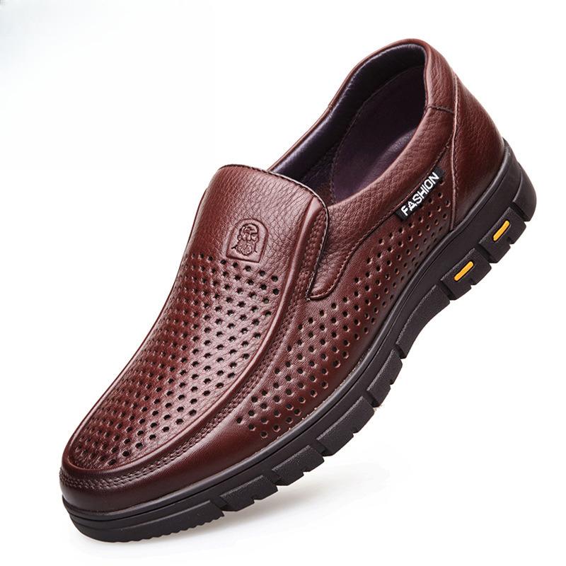Old Man's Head Spring and Autumn Large Leather Shoes Large Casual Soft Soled Men's Shoes Men's Business Dad Daily Leather Shoes