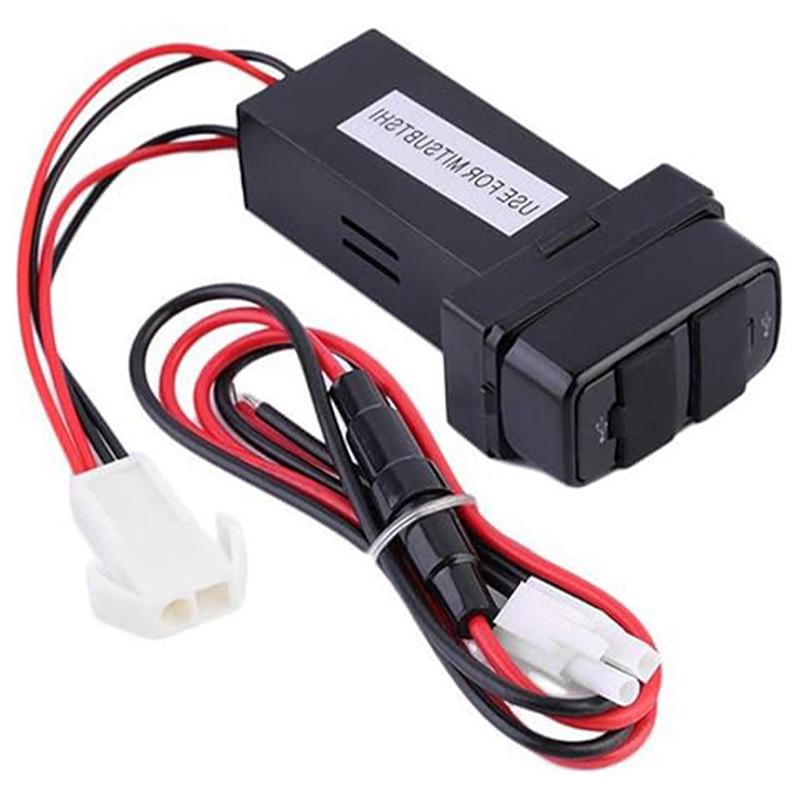 Toyota Dual USB Car Charger with Wiring & Blue Light (3.1A, 32x20mm)