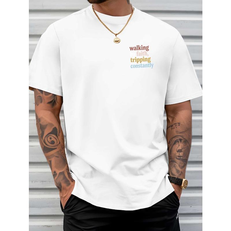 European Size Graphic Summer Outdoor Men's Short-sleeved T-shirt for Summer Fashion Trendy Top Printed Men's Base Shirt Spring and Summer Round Neck