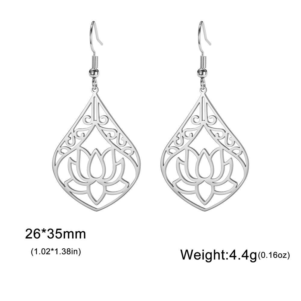 My Shape Hollow Lotus Drop Earrings for Women Stainless Steel Flower Dangle Earring Yoga Buddhism Jewelry Gifts Amulet Wholesale