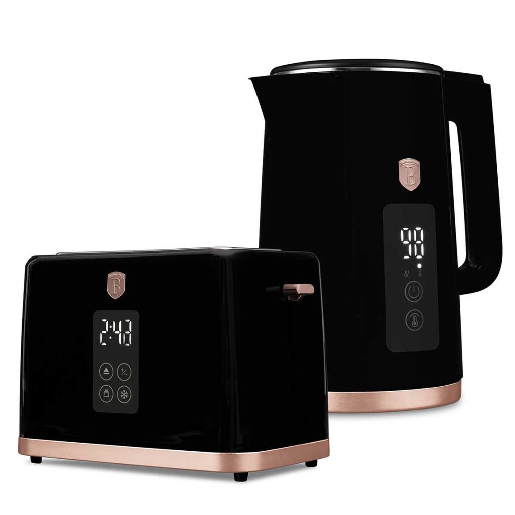 Elektrischer Wasserkocher 1,7L + Digitaler Toaster Berlinger Haus Bh-9540 Black Rose