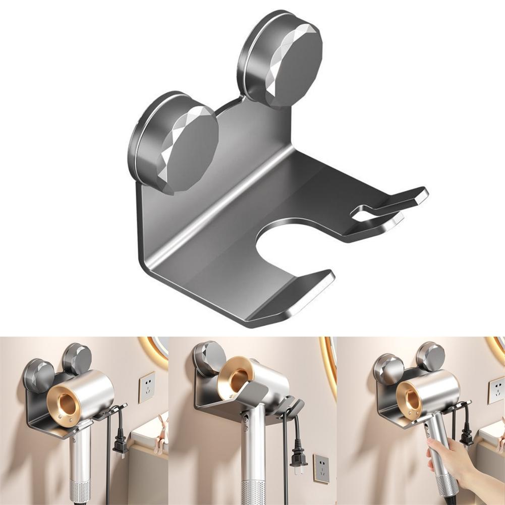 For Bathroom Hair Dryer Holder Wall Mount with Curling Iron Organizer Rack and Cord Hook for Organized Storage