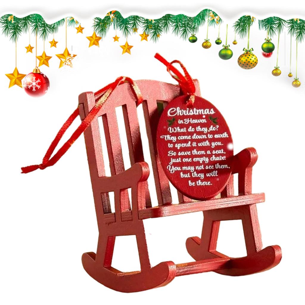 Christmas In Heaven Memorial Ornament Mini Wooden Rocking Chair with Meaningful For Christmas In Heaven