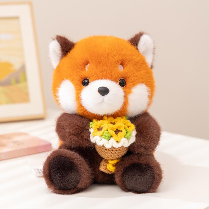 Sehr wertvolles Waschbär und Murmeltier Plüschtier mit umarmendem Blumen-Design für Kinder Geschenk-Sammlung