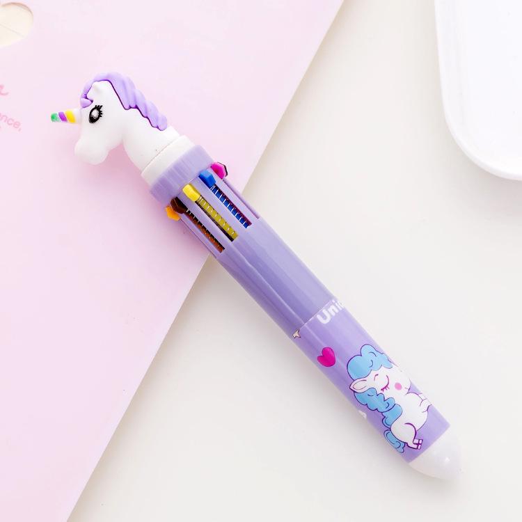 Korean Cartoon Dinosaur & Hippo 10-Color Multifunctional Ballpoint Pen for Students