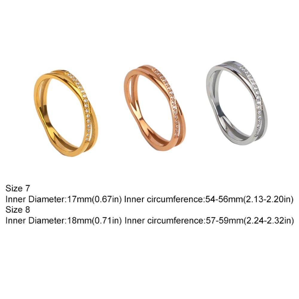 Zircon Inlaid Korean Cross Women Ring Titanium Steel Fashion Ring High-end Overpass Ring  Gift