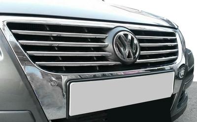 Grille Overlays (8 Pcs, Stainless Steel) OmsaLine - Italian Stainless Steel for Volkswagen Passat B6 2006-2012