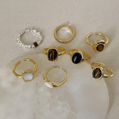 Niche High-End Tiger'S Eye Stone Fritillary Ring For Women'S Autumn And Winter Retro Light Luxury Fashion Temperament Versatile Ring Ring