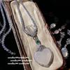 Elegant Heart-Shaped White Chalcedony Necklace With 18K Gold Plating Pink Purple Flower Zircon Bracelet Set