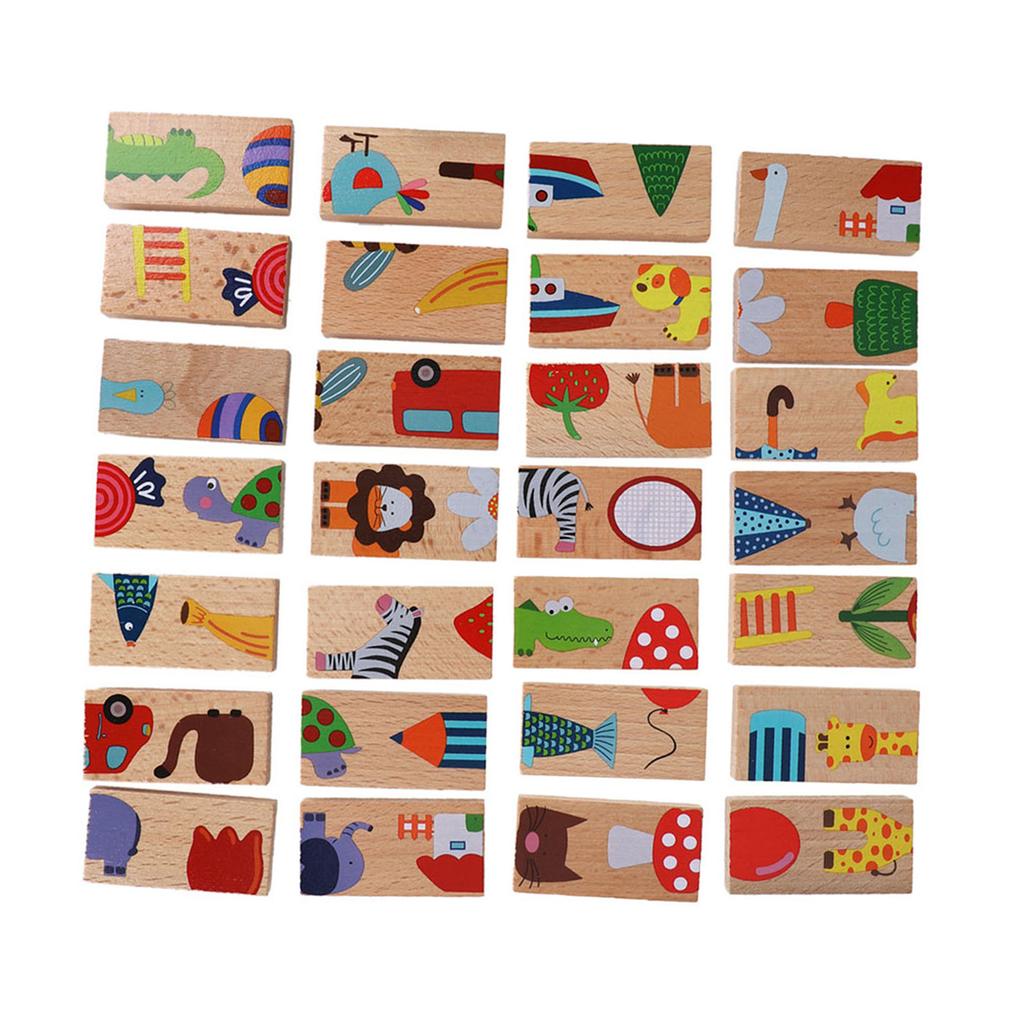 28pcs/set Animal Colored Building Blocks Set Wood Puzzle Educational Toy Baby Kids Games