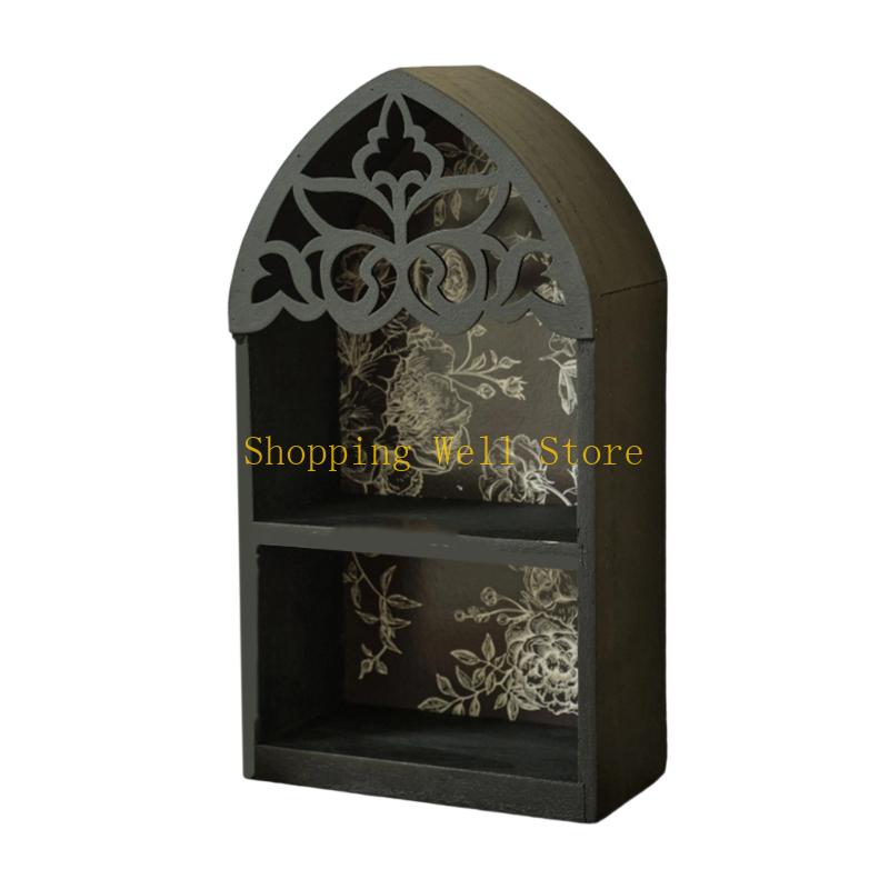 KX4B MultiLayer Wall Shelf French Quatrefoils Frame Precise Carveds Home Decors