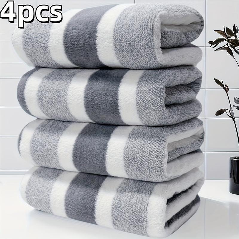 4pcs Set of Large Bath Towels, Oversized Thick Coral Fleece Towels, Ultra-Fine Fiber, Available in Various Colors, Absorbent, Quick-Drying