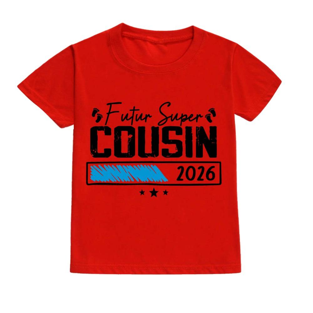 Feture Super Cousin 2026 Kid Tshirt Casual Short Sleeve Child Tee Tops Round Neck T Shirt Pregnancy Announcement