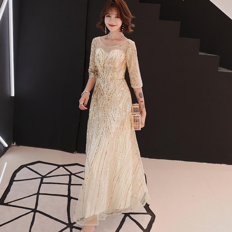 Elegant 2026 Women's Summer-Autumn Evening Gown: Slimming Dress for Banquets and Socialite Gatherings