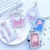 3 Inch Card Holder Clear Acrylic Display Kpop Photocard Holder with Keychain Colorful Angel Wings Star Holder Bags Bag Pendant