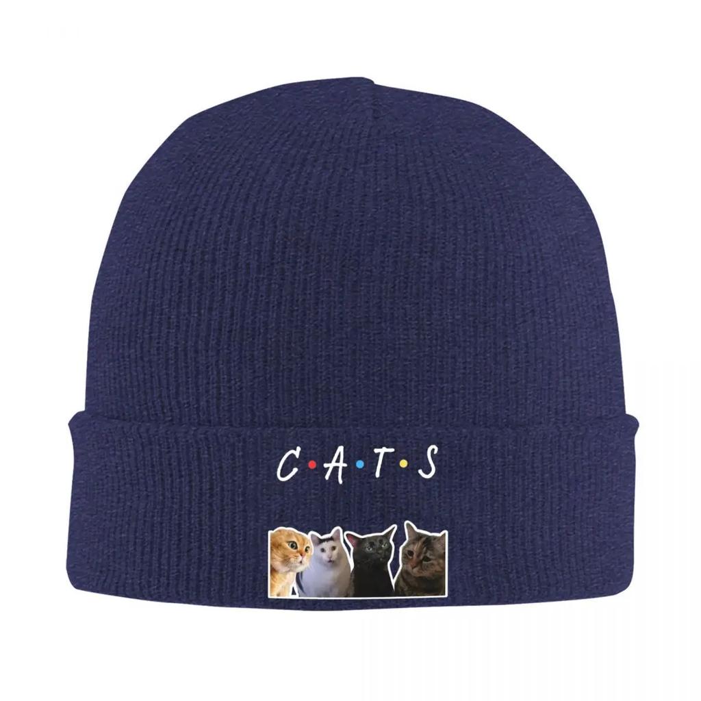 New Cats Meme Cats From Viral Hat Autumn Winter Beanie Baggy Cap Unisex Knitted Hat