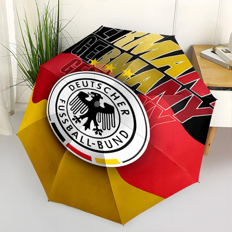 1 PC Automatic Folding Umbrella - Germany National Football Team Pattern Portable Foldable Design With 8 Ribs Christmas Birthday Gifts