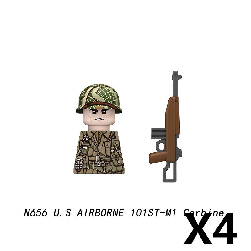 Military Soldier Figure Building Blocks British US French Army Weapons 101 Airborne Division Officer Infantry M1 Toys Gifts D126