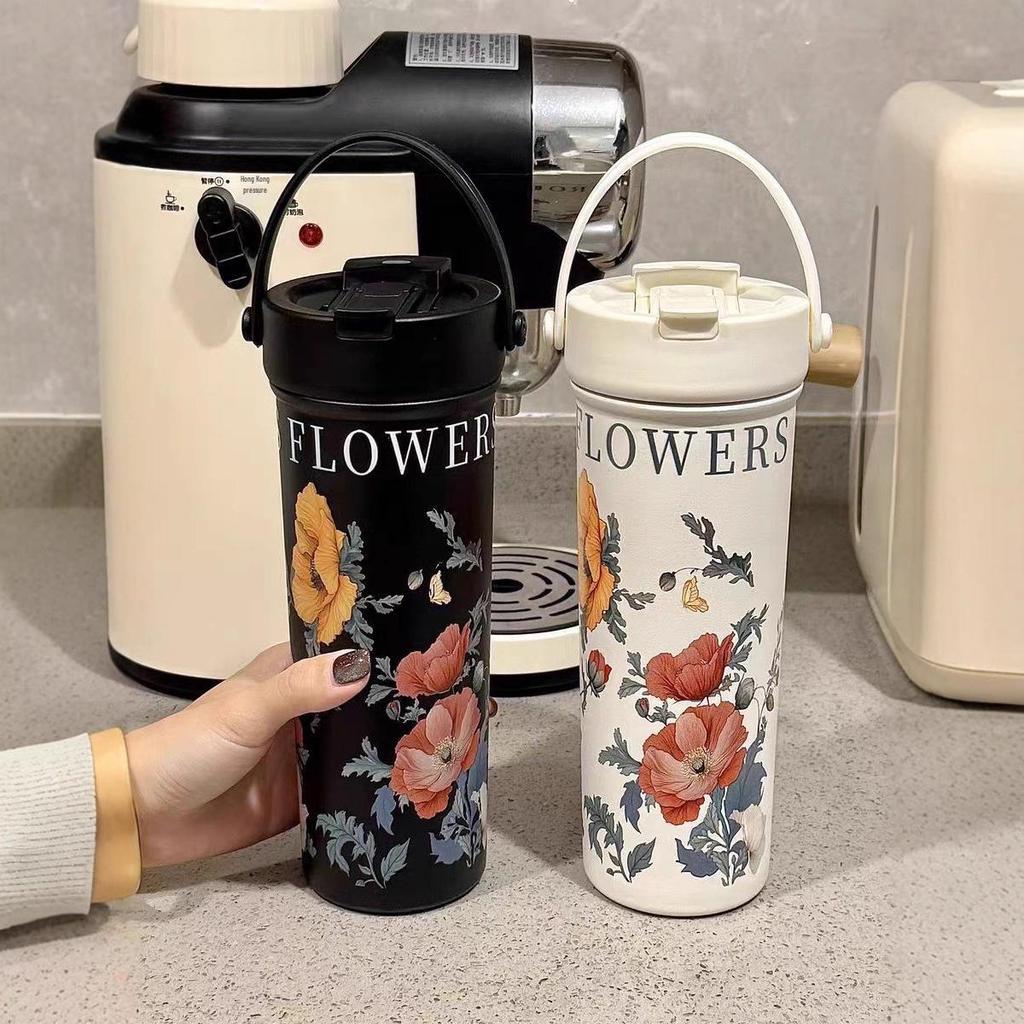 2026 Lily of the Valley 316 Stainless Steel Thermos & Coffee Travel Mug for Women - Elegant Double-Drink Light Luxury Cup
