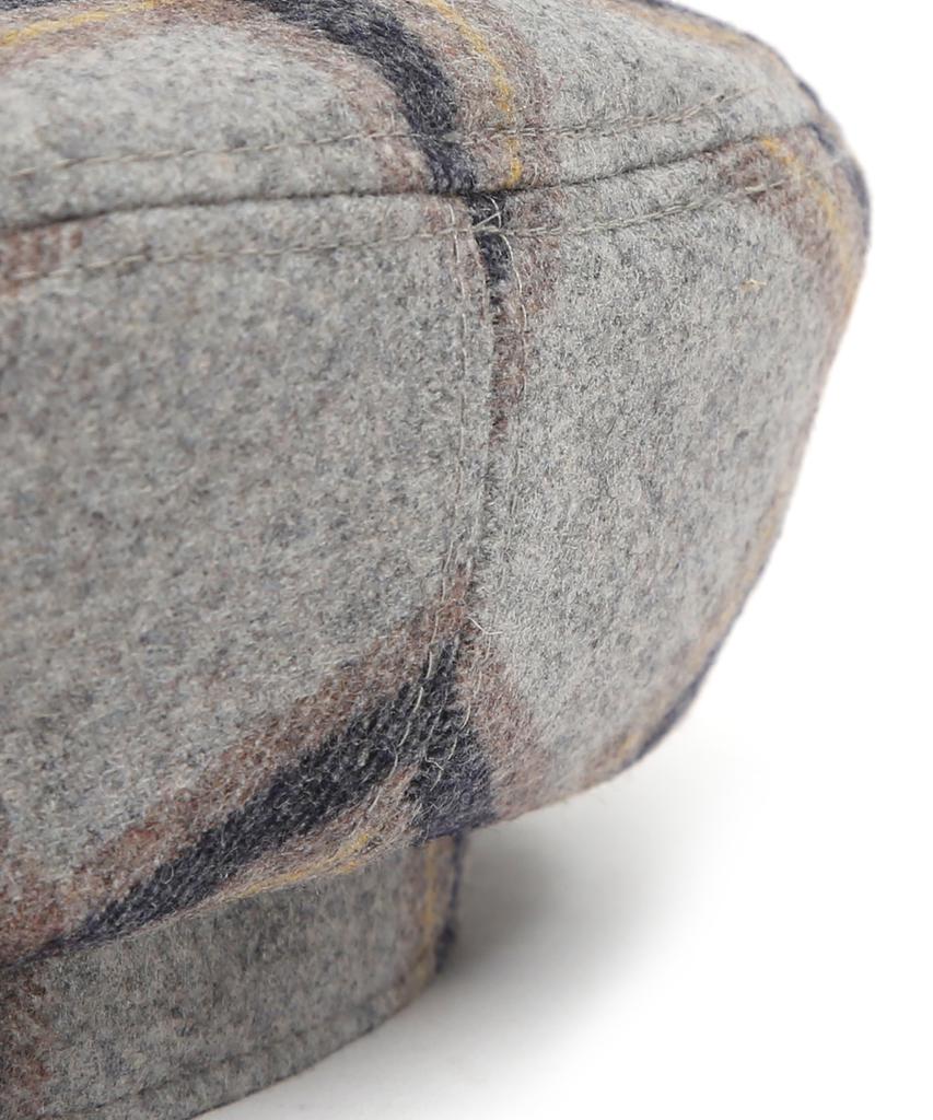 Eondeokeonteulolseutyudio Winter Check Pattern Beret Full Moon Beret / Wool Check / Smoke Grey